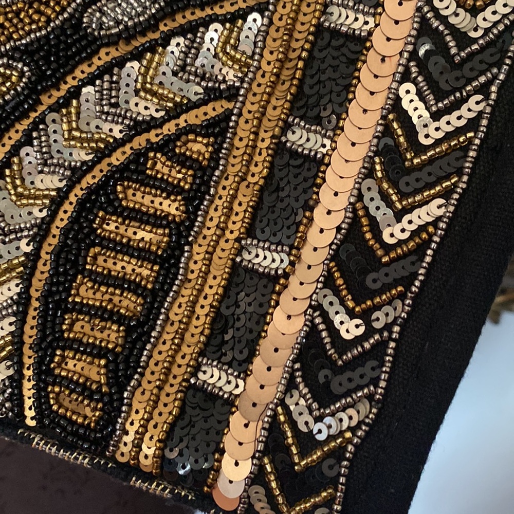 NWT Embellished Black and Gold America & Beyond Shoulder Bag - Picture 12 of 16